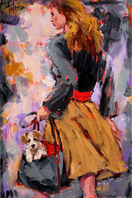 Girl with Puppy 20 x 30 SOLD